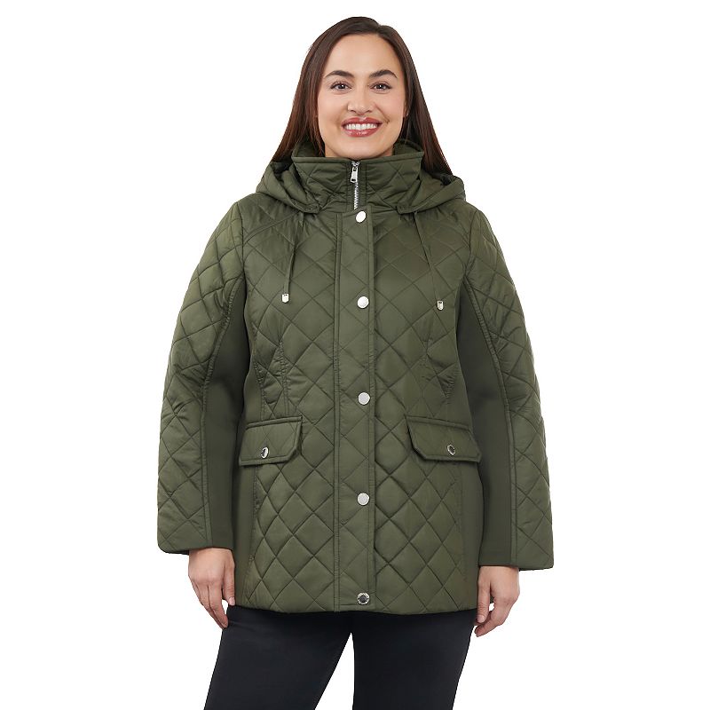 Plus Size London Fog Quilted Jacket, Women's, Size: 3XL, Green