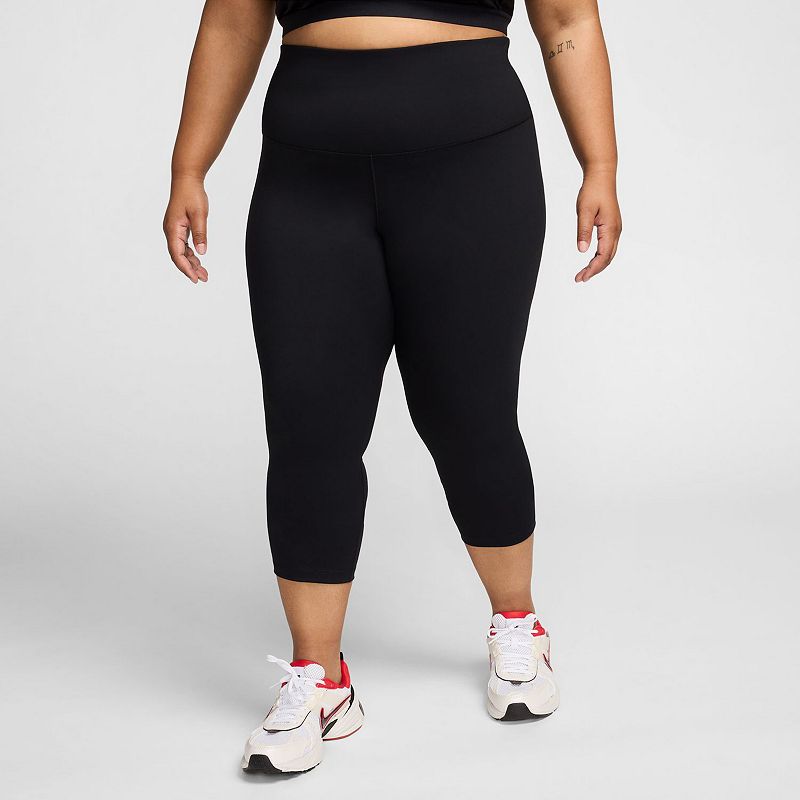 Plus Size Nike One High-Waist Crop Leggings, Women's, Size: 1XL, Black