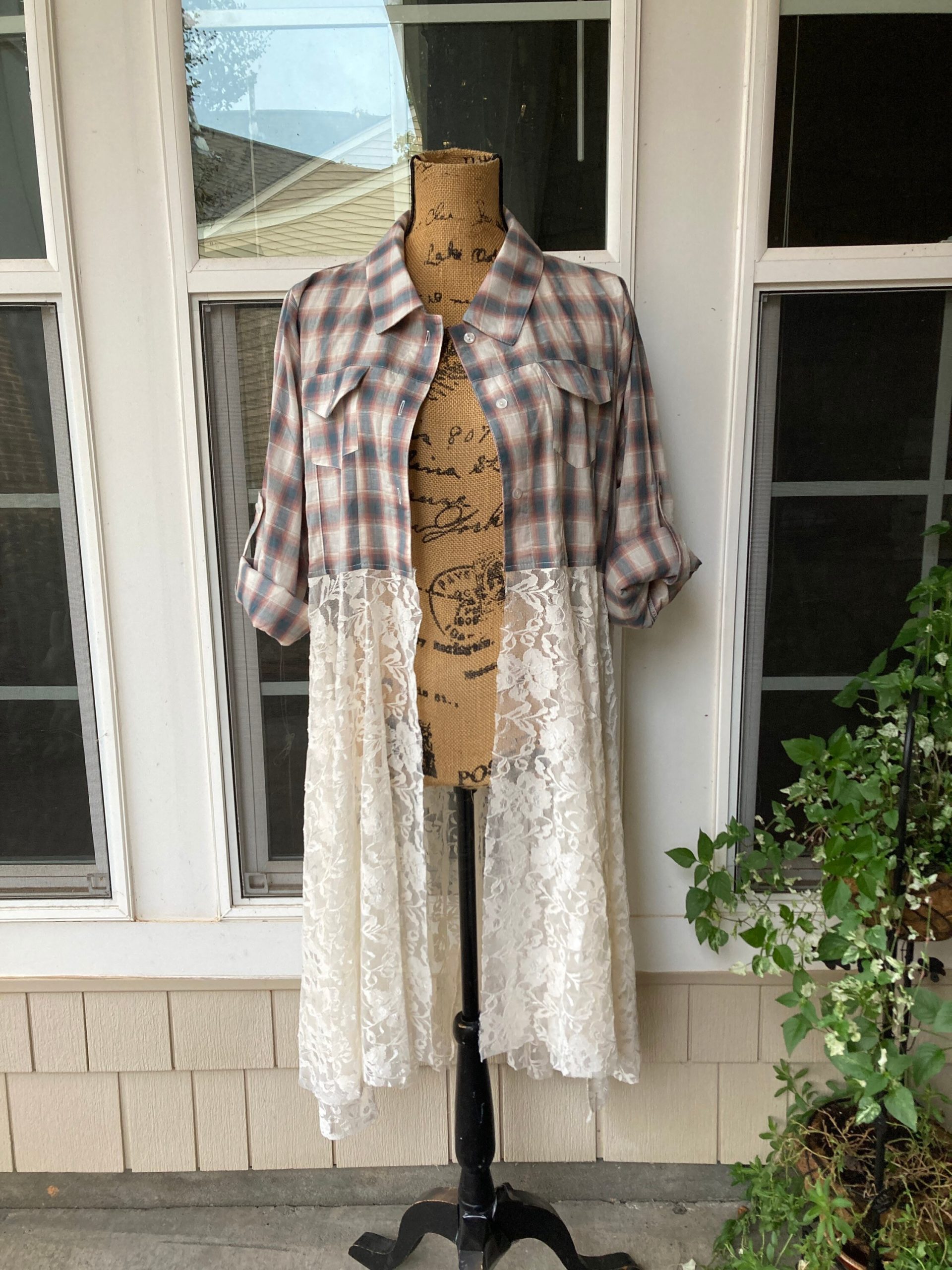 Plus Size Plaid Duster, Boho Chic Long Shirt, Western Shacket, Country Chic Style, Nashville Plaid Shirt Jacket, Vintage