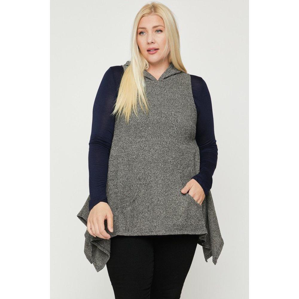 Plus Size Two Tone Knit, Sleeveless Top