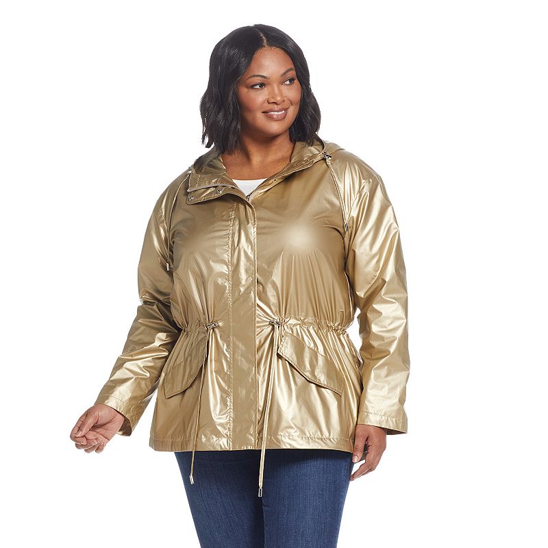 Plus Size Weathercast Metallic Anorak Jacket, Women's, Size: 2XL, Gold