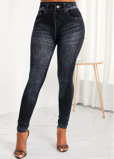 Pocket Black Skinny Zipper Fly High Waisted Jeans