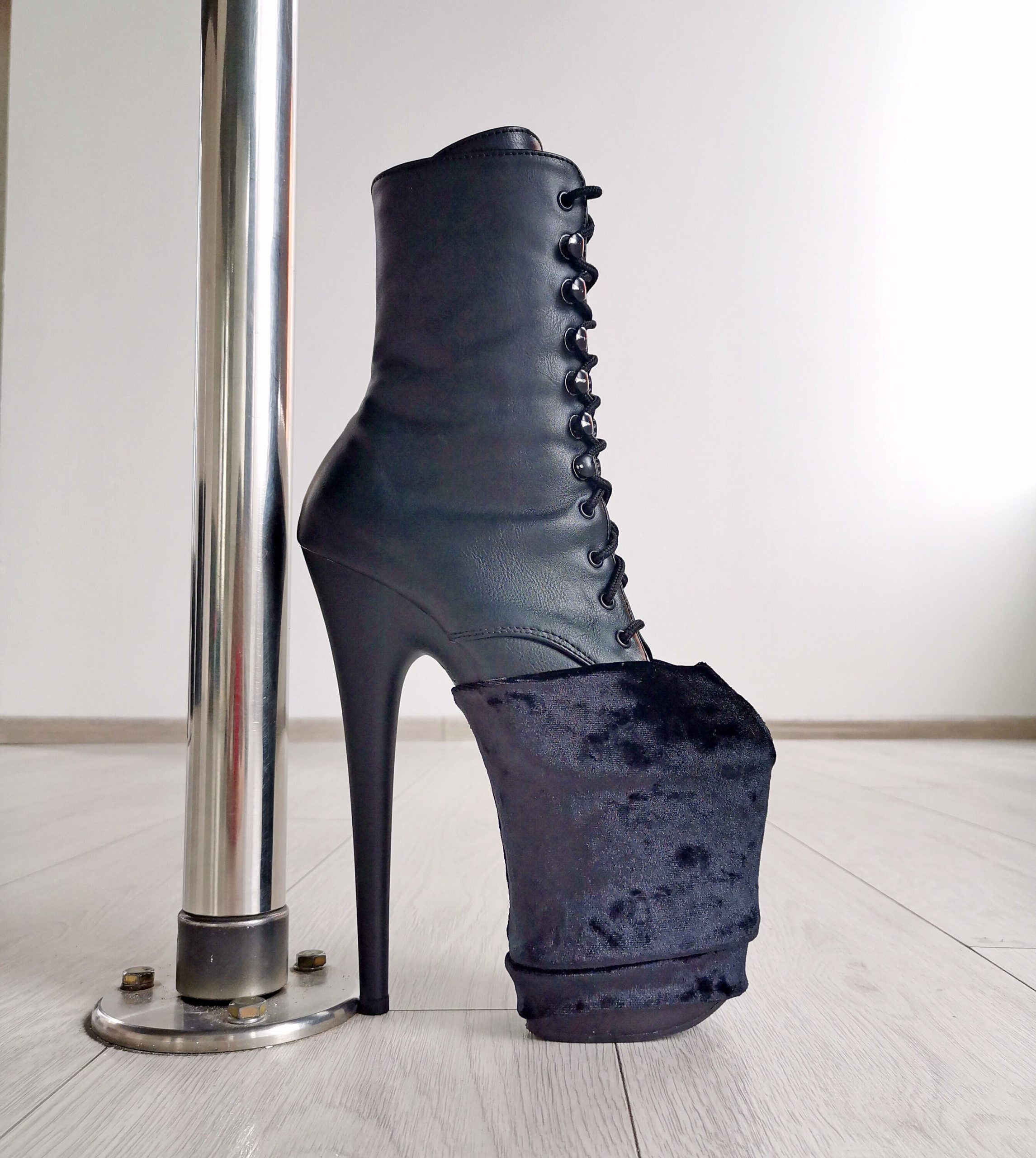 Pole Dance Platforms Protectors, Black Velvet Suede Protection Strips, Pleaser Shoe Protectors, Stripper