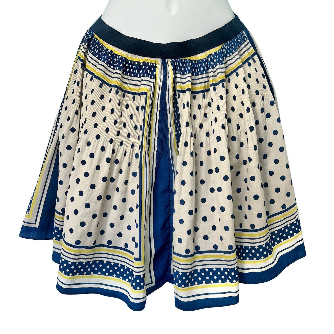 Polka Dot Handkerchief Blue White Yellow Circle Skirt Size M, Women's