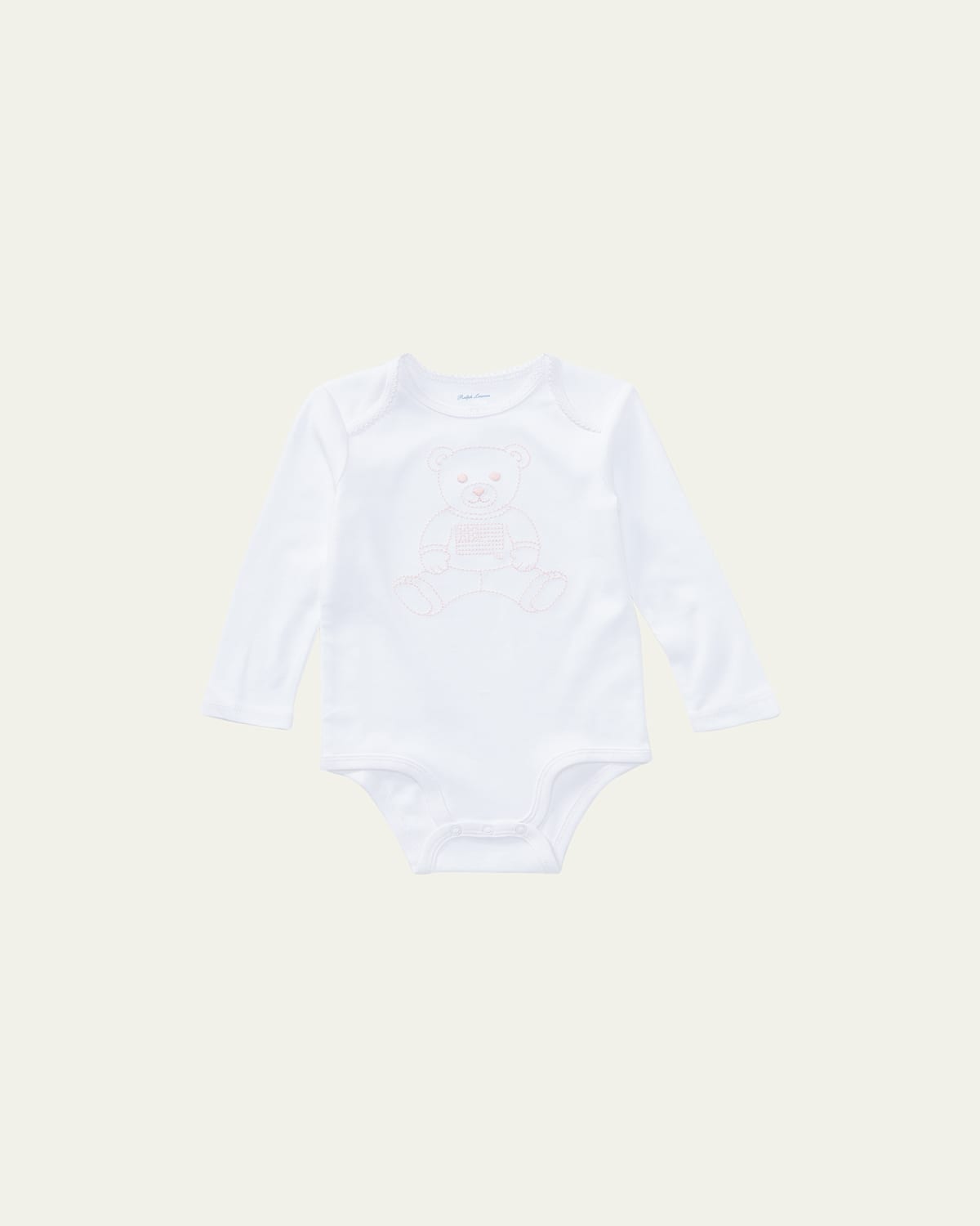 Polo Bear Embroidered Long-Sleeve Bodysuit, Size 3M-12M