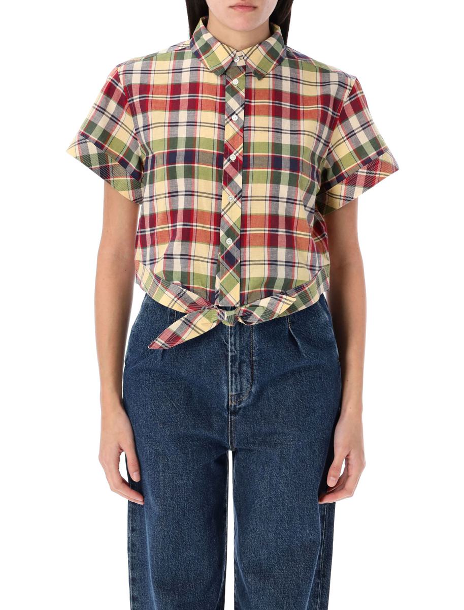 Polo Ralph Lauren Cropped Plaid Tie-Front Top