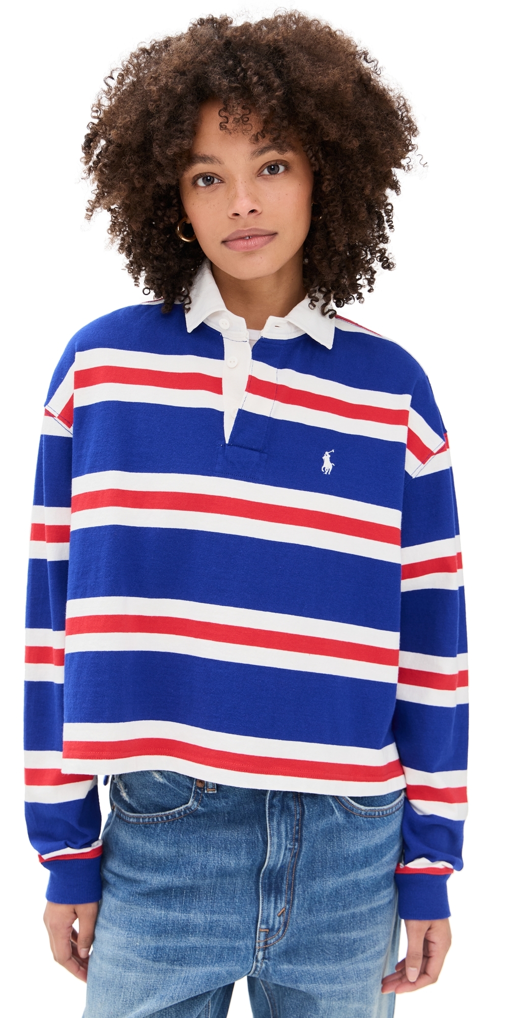 Polo Ralph Lauren Vintage Jersey Rugby Top Red White Blue L