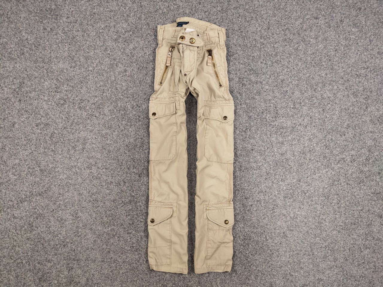 Polo Ralph Lauren x Vintage 90's Ralph Laurent Multipocket Womens Zip Cargo Pants in Beige (Size 28)
