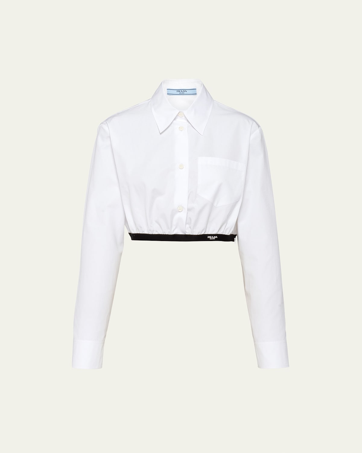 Poplin Button-Down Crop Blouse