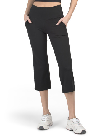 Porkchop Pocket Wide Leg Cropped Leggings for Women | Polyester/Spandex