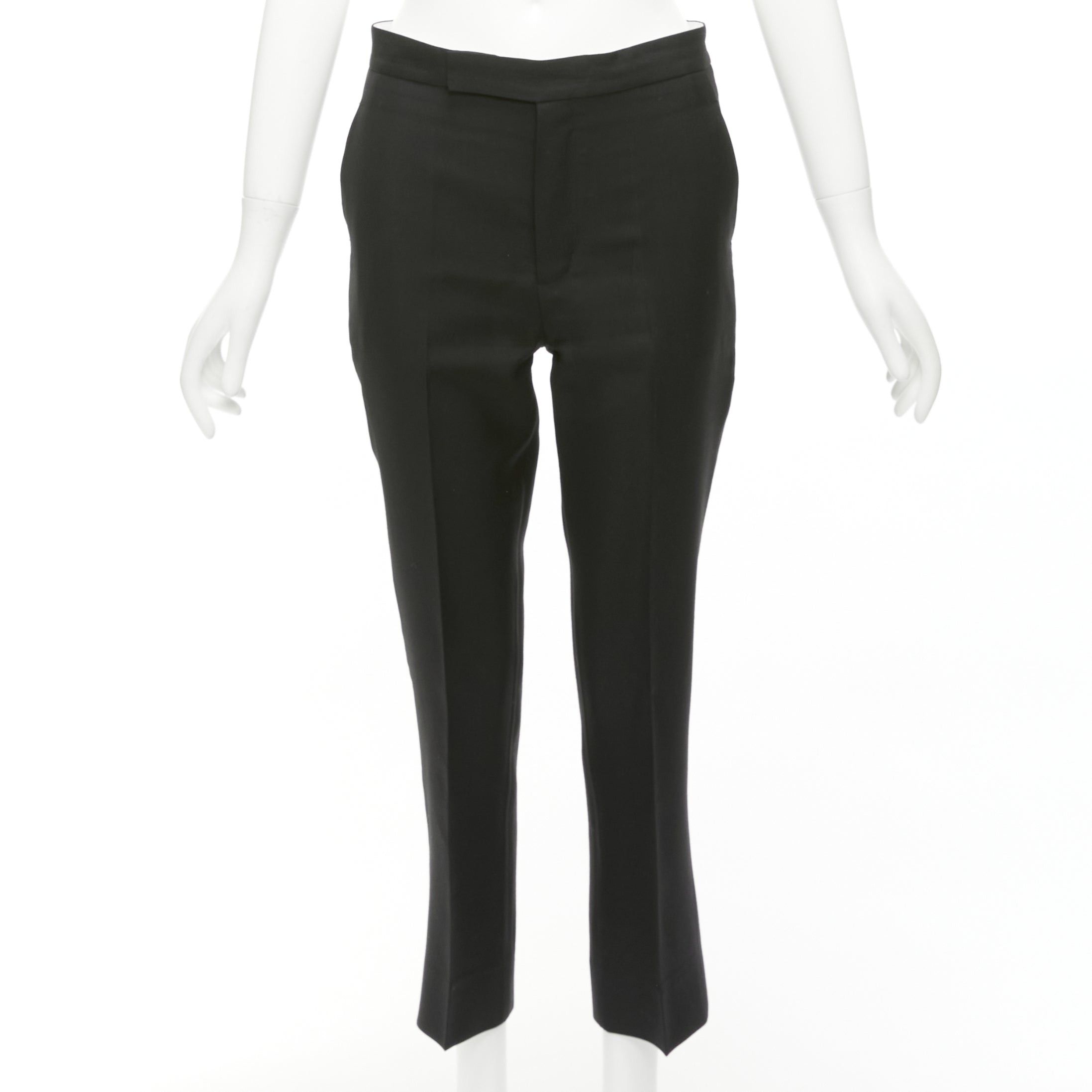 Ports 1961 Black Wool Silk Cotton Lined Flared Cropped Trousers Fr38 M, Women's (Size 28)