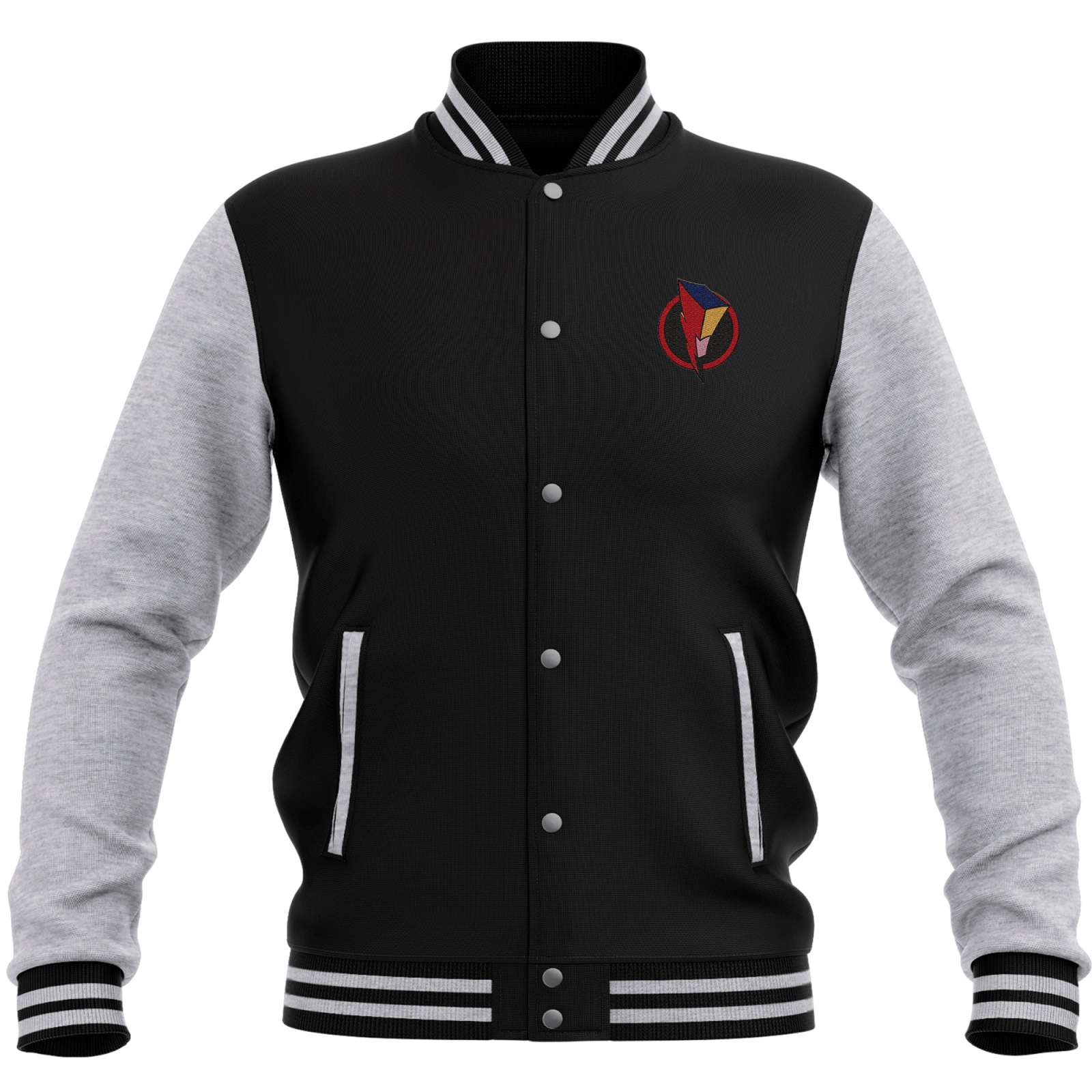 Power Rangers Bolt Patch Women's Varsity Jacket - Black / Grey - XL