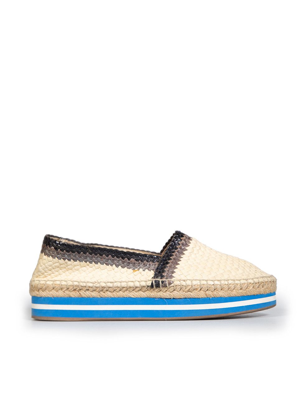 Prada Beige Woven Leather Espadrilles Shoes, Women's (Size 8)