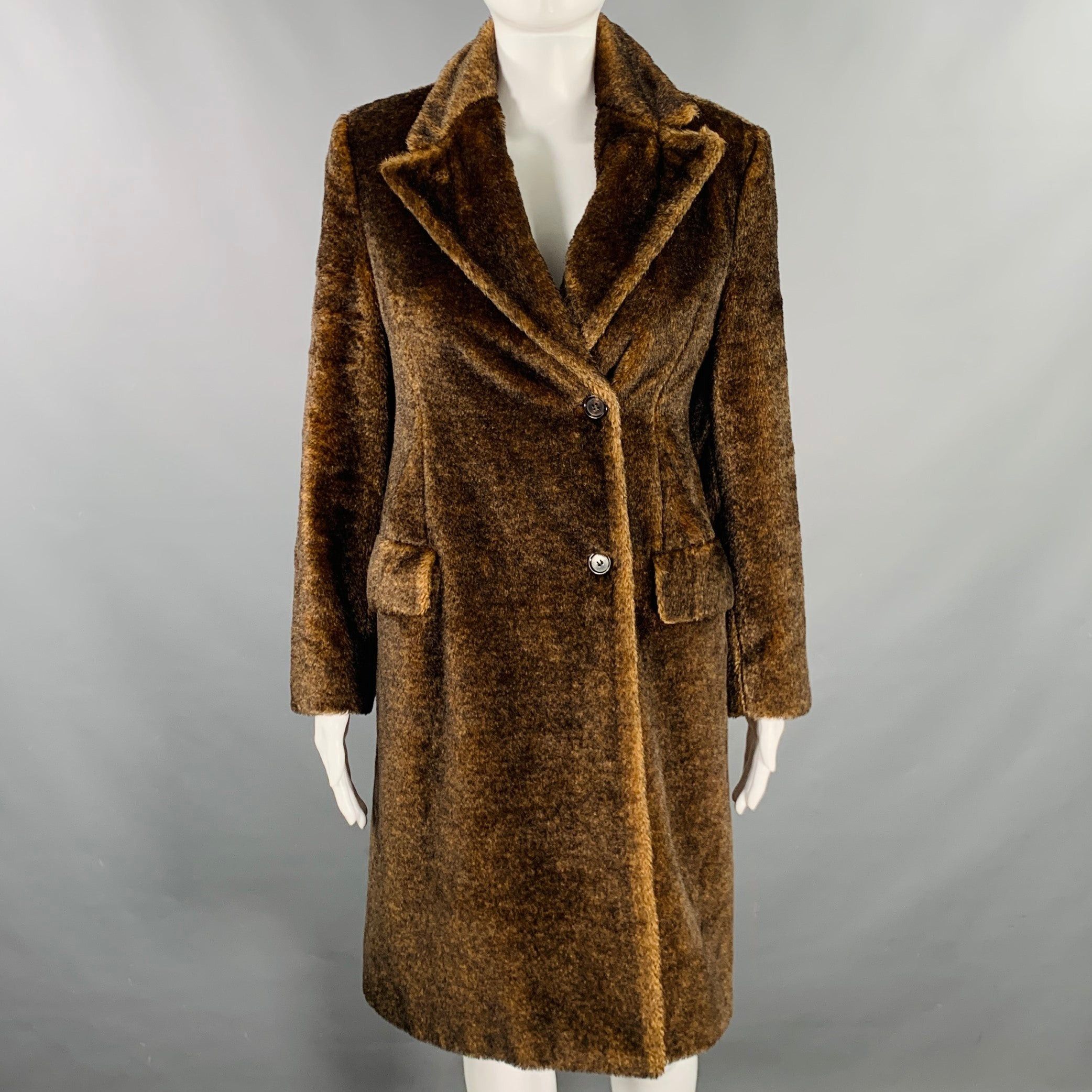 Prada Brown Camel Mohair Faux Fur Coat, Women's (Size XS)