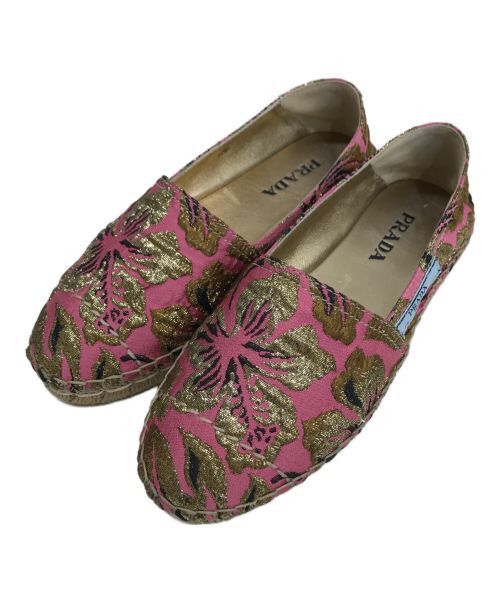 Prada Floral Design Espadrilles Pink 36 Shoes, Women's