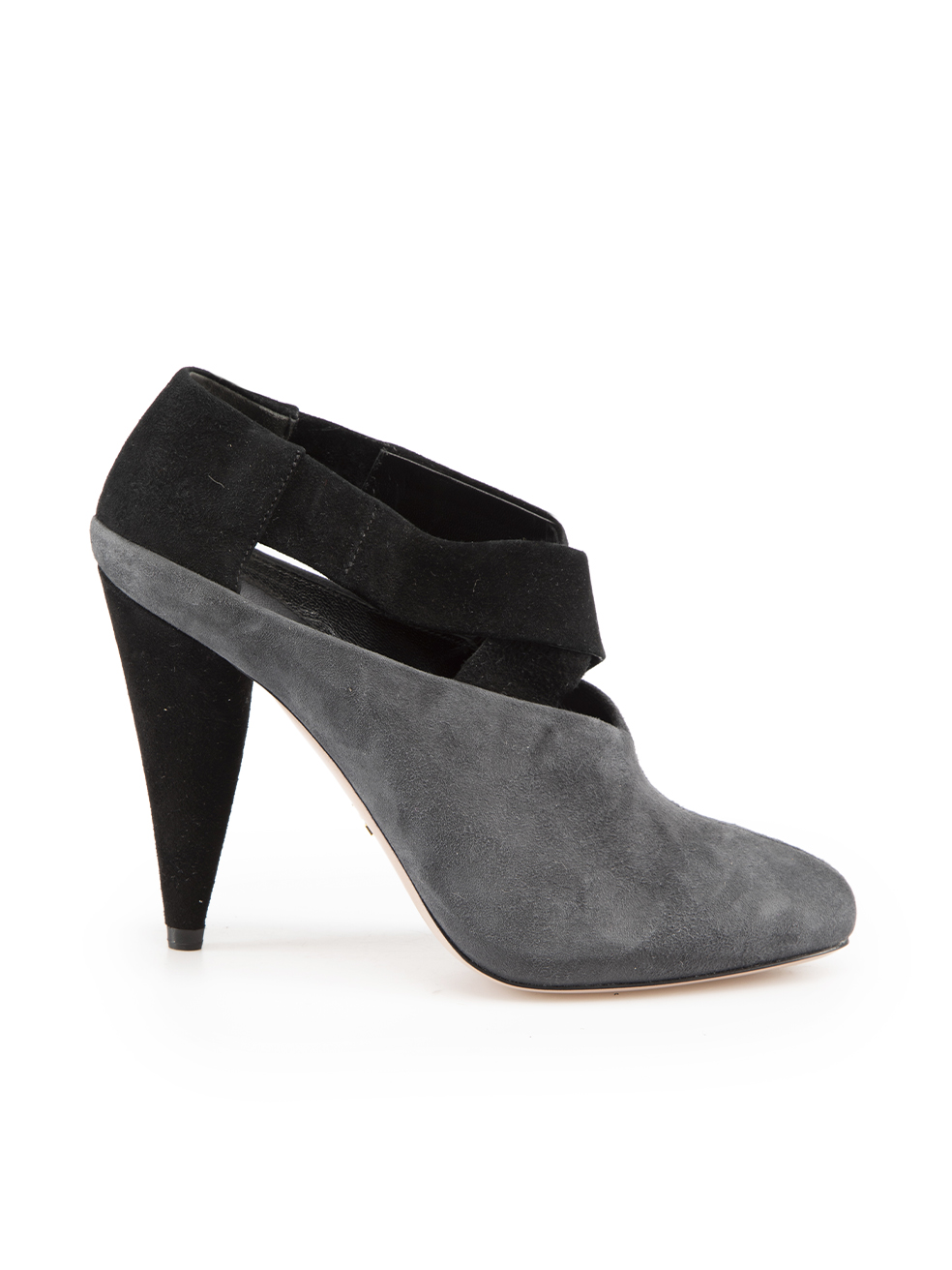 Prada Grey Suede Heeled Ankle Boots