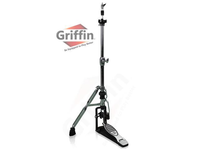 Premium 2 Leg Hi-Hat Stand by GRIFFIN Heavy Duty Hihat Cymbal Foot Pedal with Drum Key Folding Two Leg Style Converts to a No Leg High Hat...