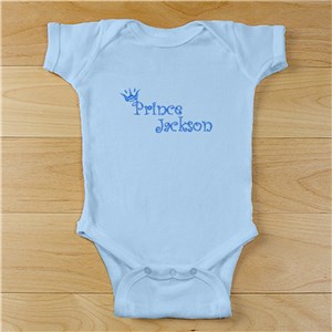 Prince Baby Personalized Infant Bodysuit - Light Blue - 12 Month Creeper (Fits 17-20lbs) by Gifts For You Now