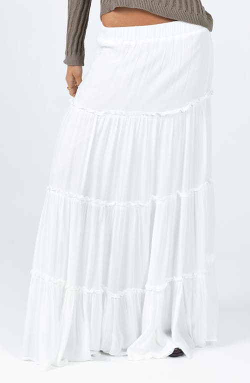 Princess Polly Miriah Tiered Maxi Skirt in White at Nordstrom, Size 0