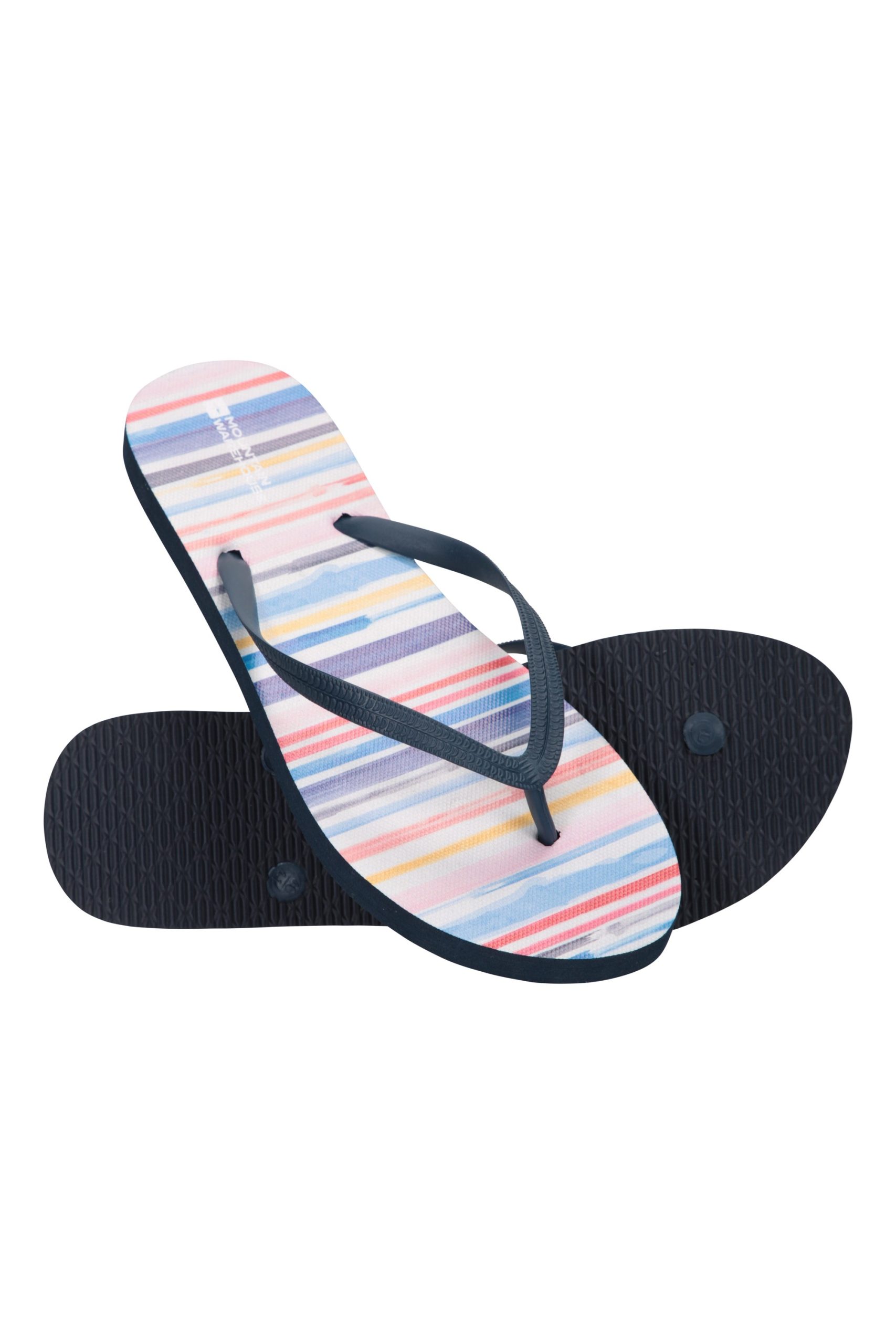 Printed Womens Beach Flip-Flops - Blue