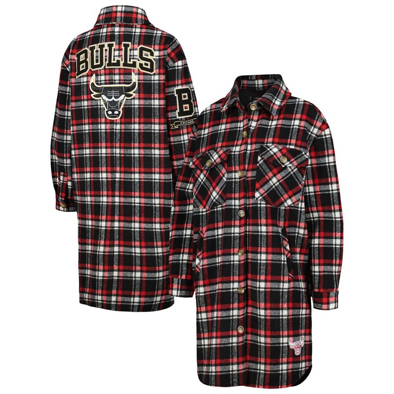 Pro Standard /Black Chicago Bulls Prep Plaid Button-Up Shacket Red, Medium - NBA Outerwear Adult/Youth at Academy Sports