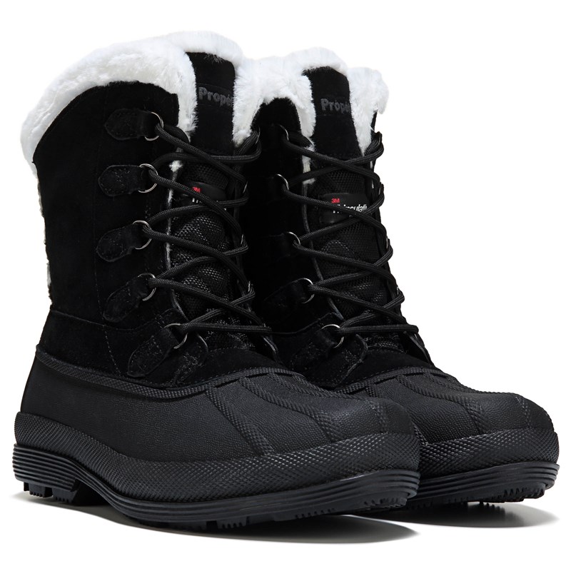 Propet Women's Lumi Lace Winter Boots (Black/White Suede) - Size 10.0 2E