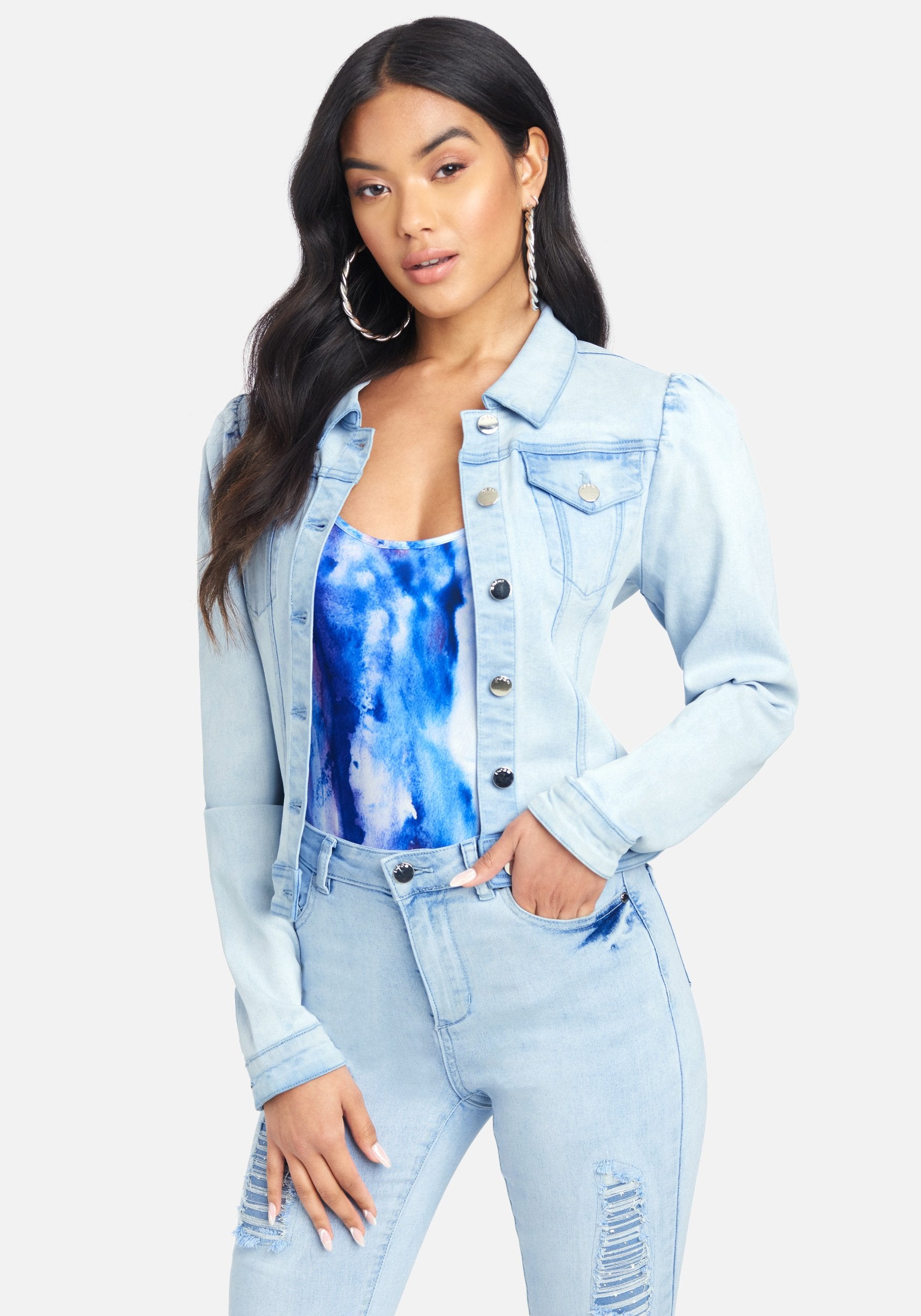 Puff Sleeve Denim Jacket