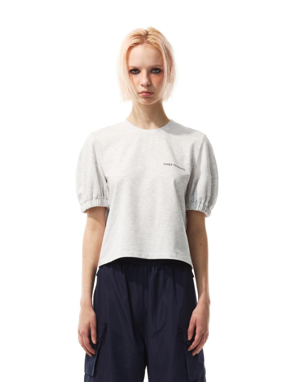 Puff Sleeve Mesh Top (Melange Grey)