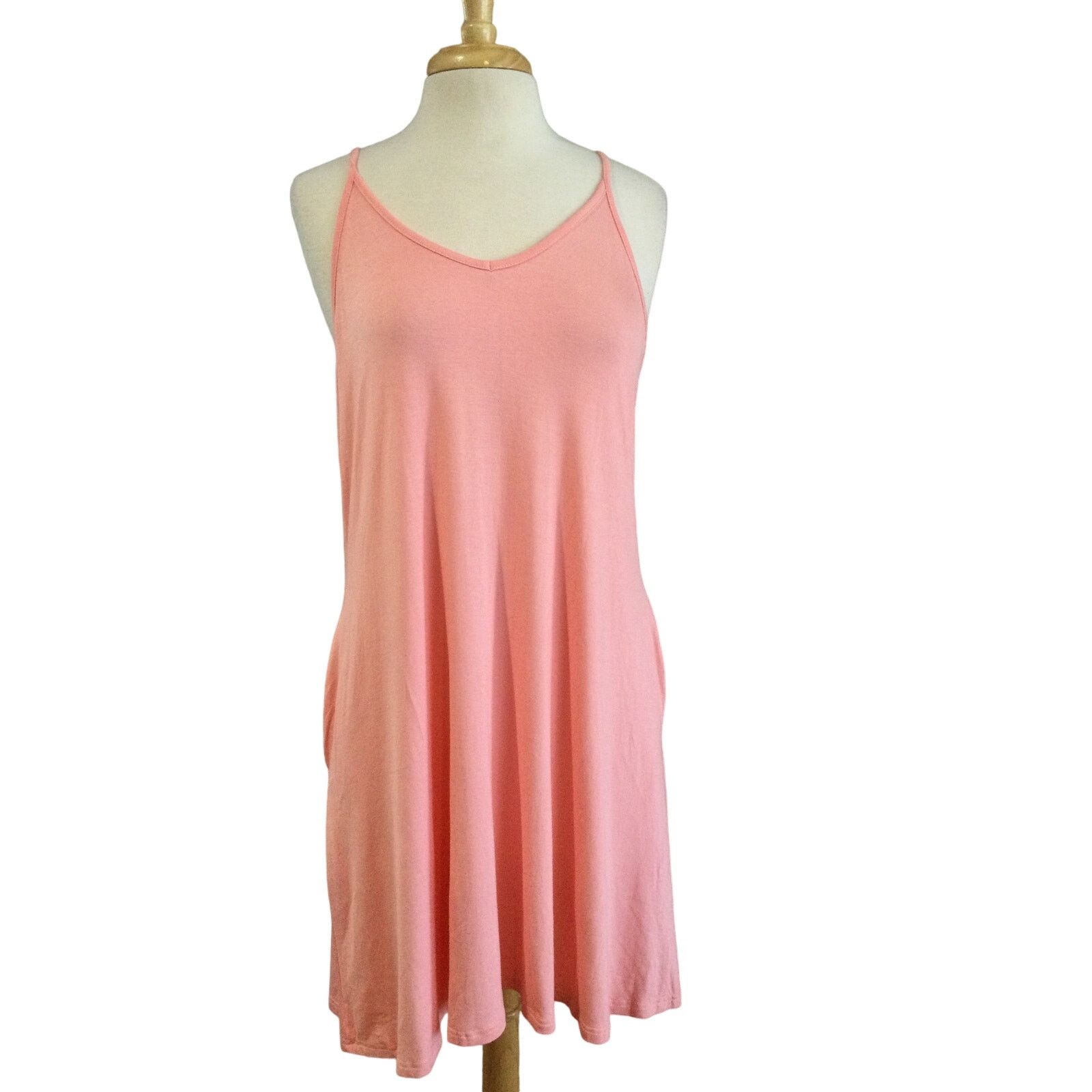 Qearal A-Line Spaghetti Strap Pocket Slip Dress L NWT in Pink, Women's (Size Large)