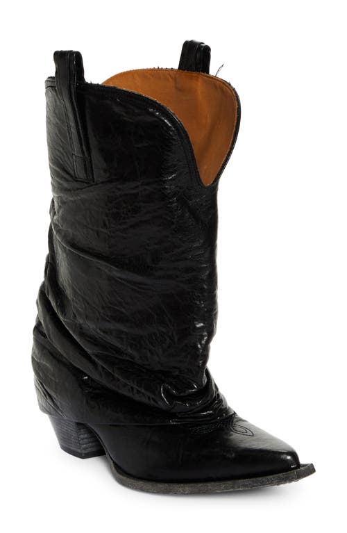 R13 Chunky Sleeve Cowboy Boot in Shiny Black at Nordstrom, Size 6Us