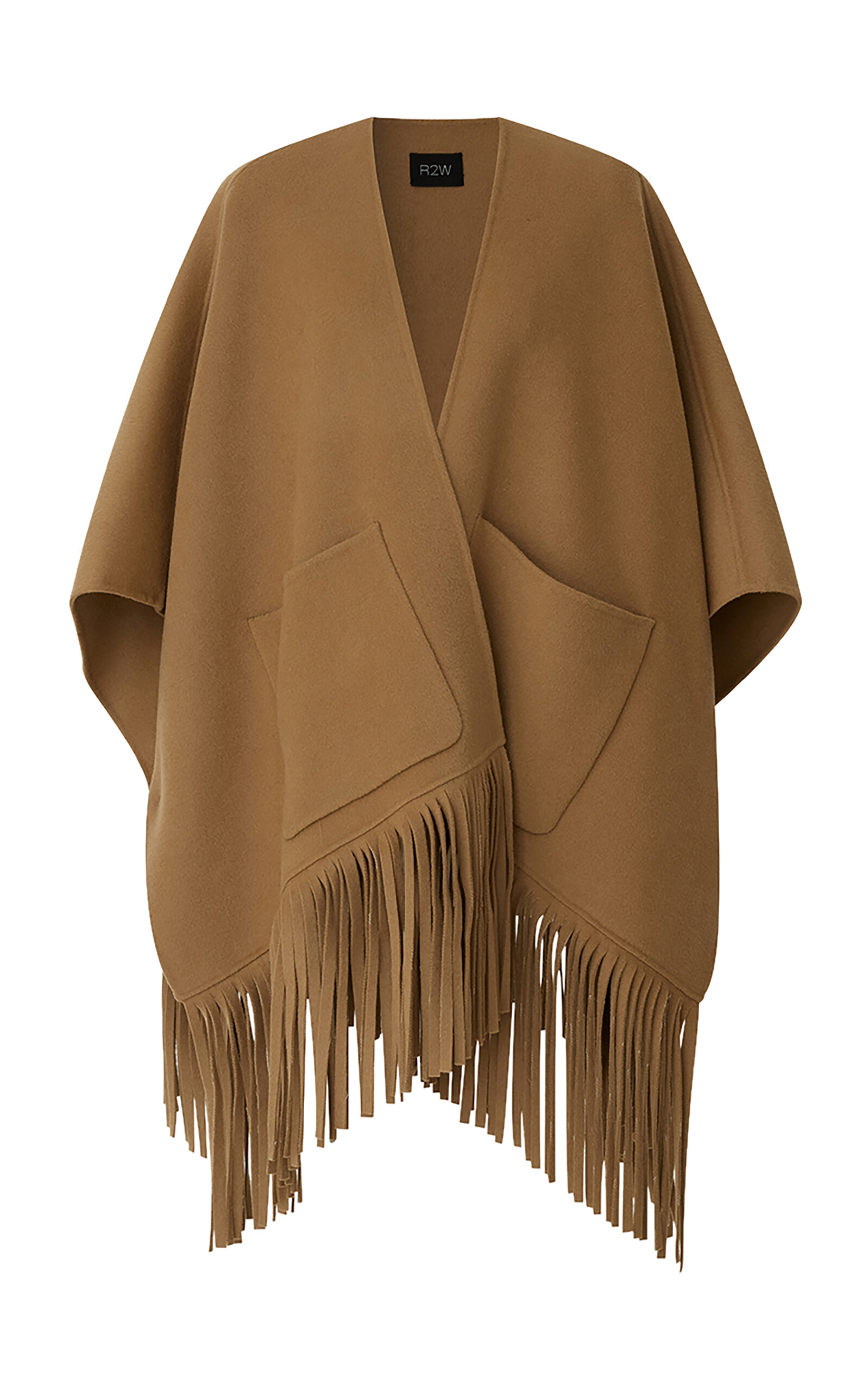 R2W - Fringed Wool Cape Coat - Brown - OS - Only At Moda Operandi