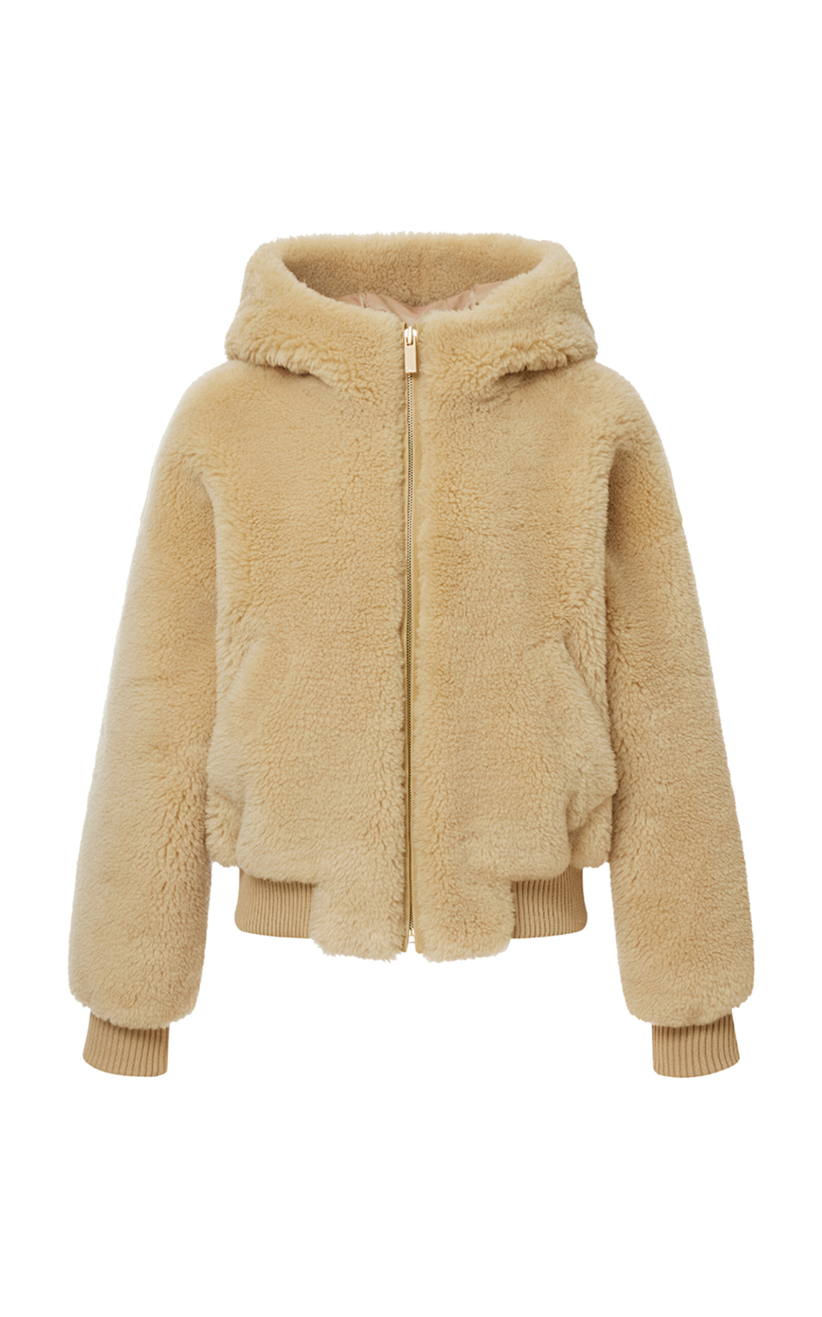 R2W - Wool Hooded Bomber Jacket - Nude - OS - Only At Moda Operandi