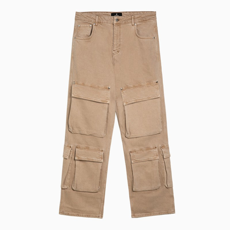 R3Ca Black Denim Cargo Trousers