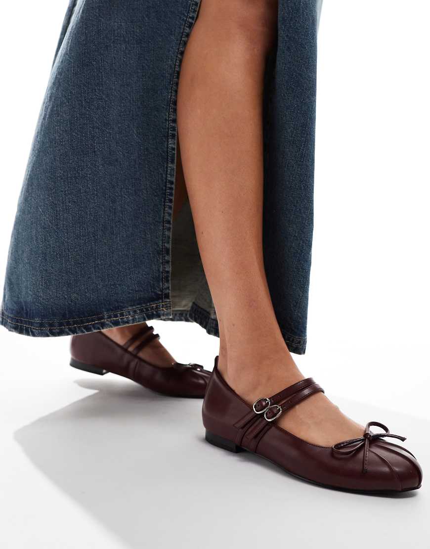 RAID Idol mary jane ballet flats in burgundy-Red