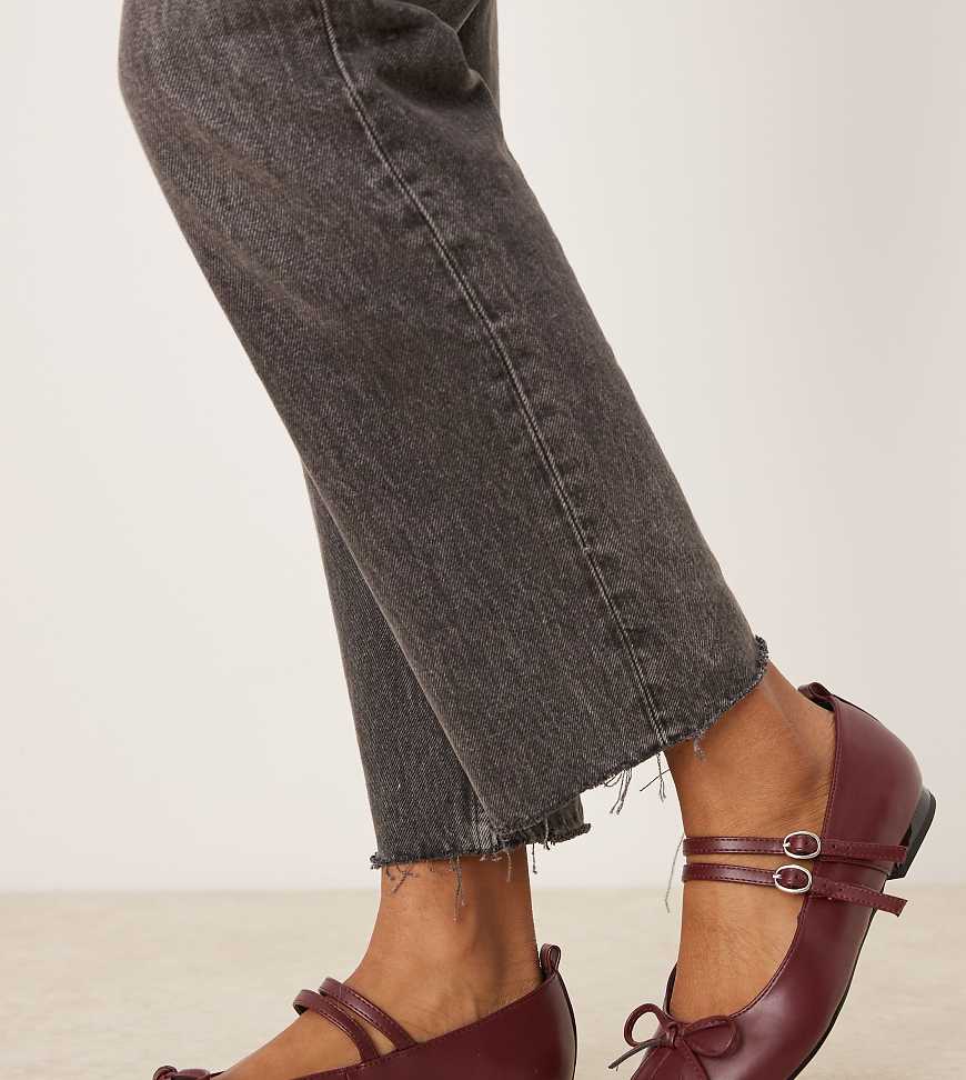 RAID Wide Fit Idol mary jane ballet flats in burgundy-Red