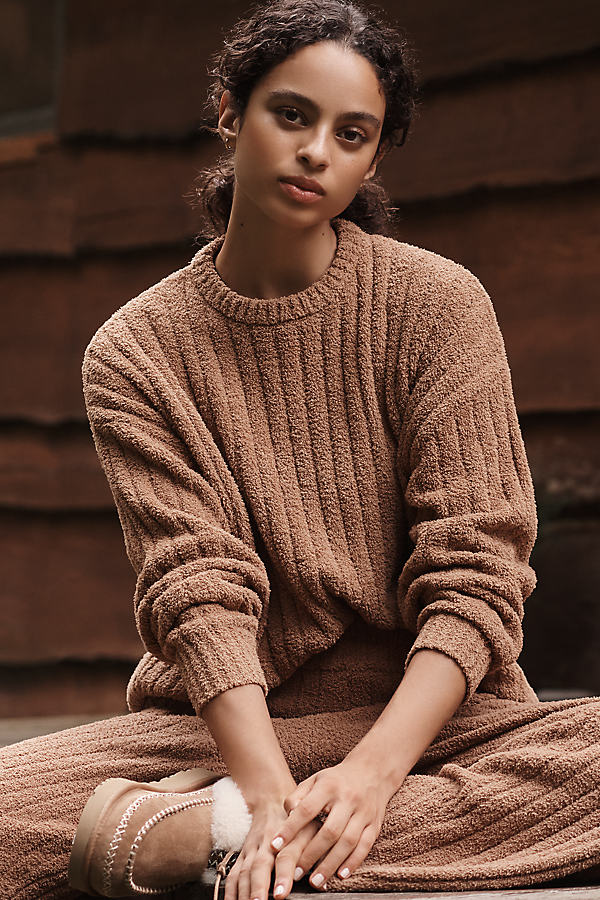 RIz Long-Sleeve Ribbed Knit Pullover Top