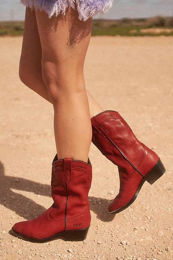 ROC Boots Australia ROC Indio Leather Cowboy Boot in Red Vintage, Women's at Urban Outfitters