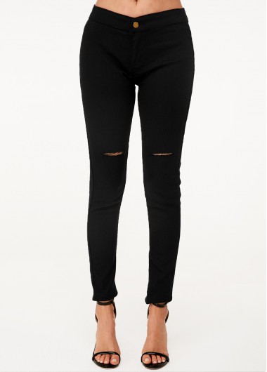 ROTITA Black Shredded High Waist Skinny Jeans