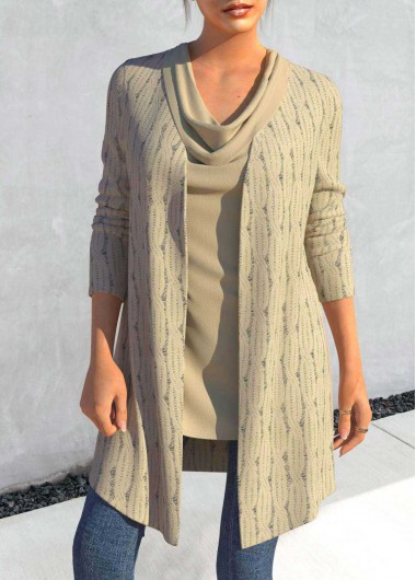 ROTITA Two Piece Light Camel Tank Top and Lightweight Cardigan