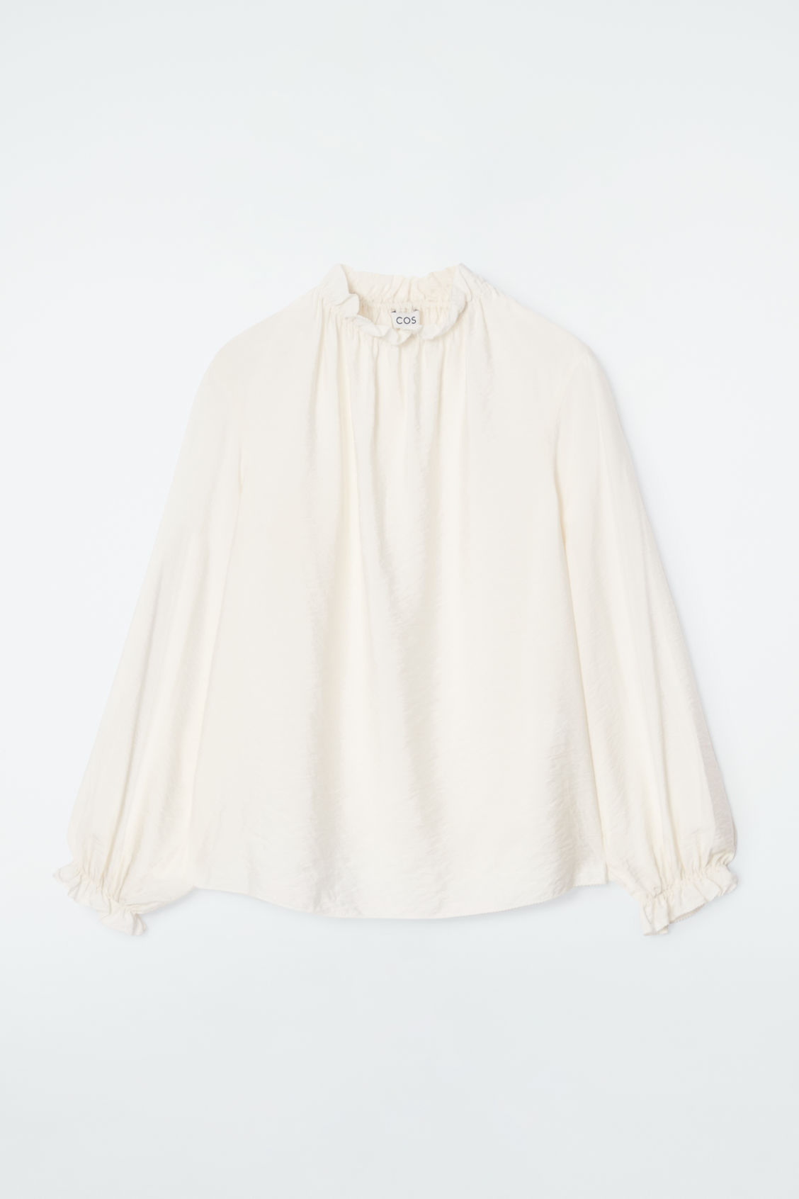 RUFFLED HIGH-NECK BLOUSE