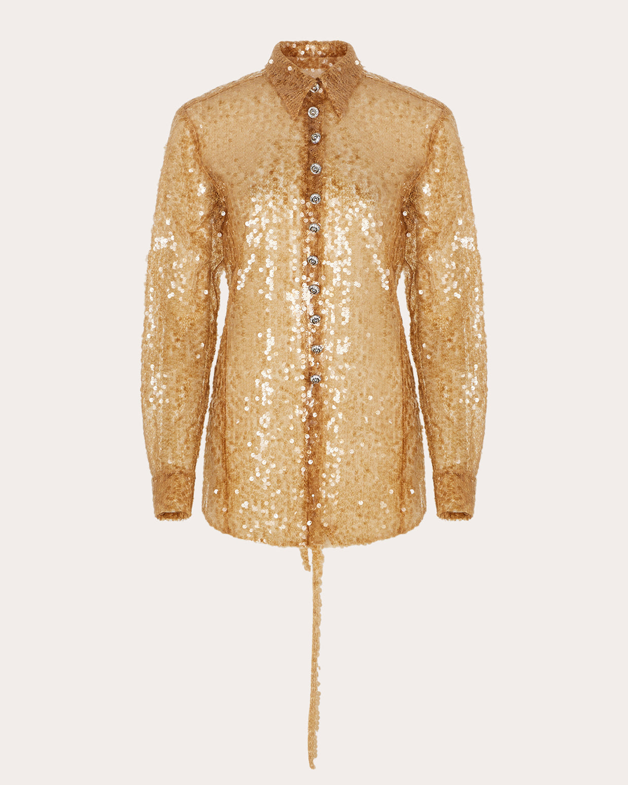 Rabanne Women's Embellished Sequin-Embroidered Shirt in Amber Elastane/Polyester/Polyamide