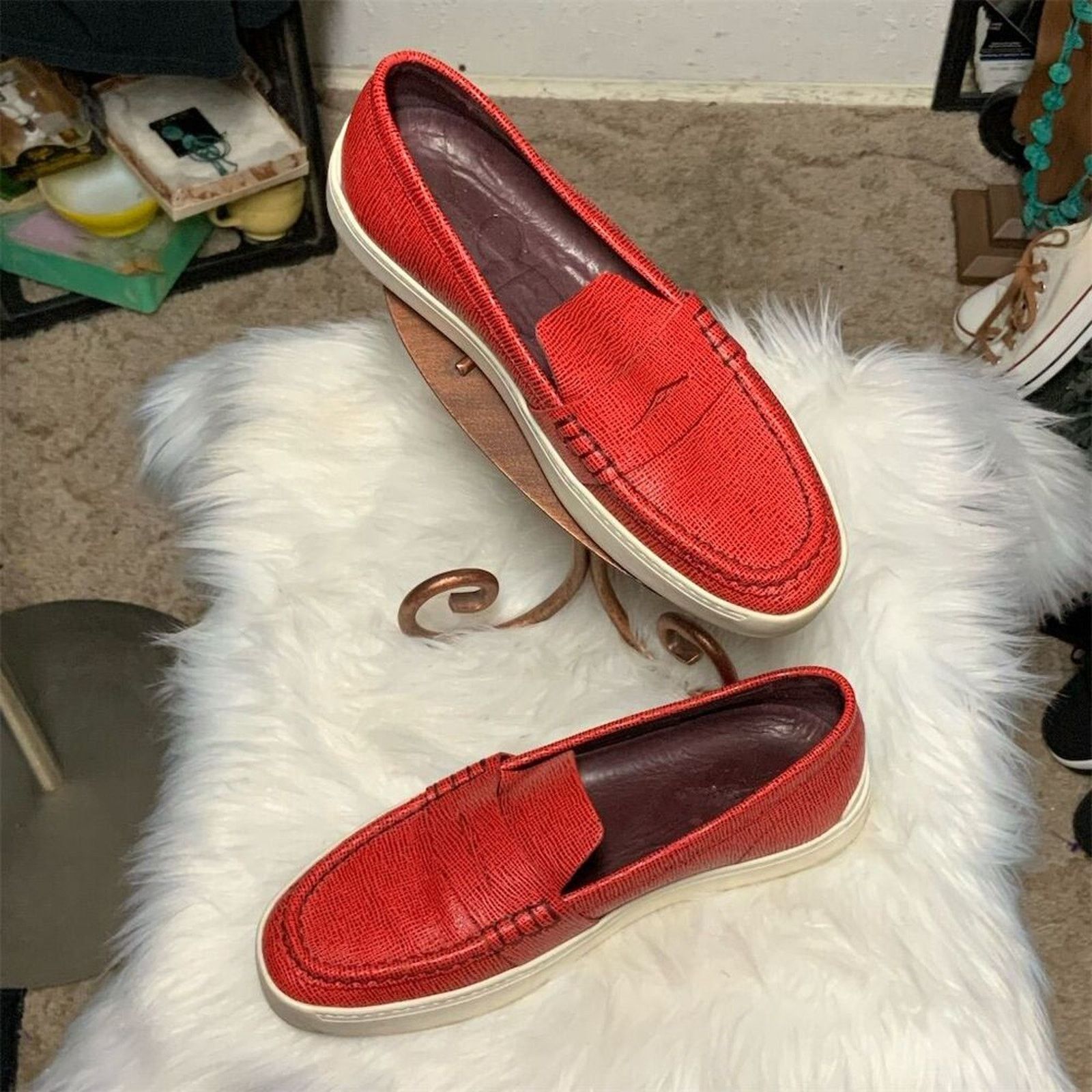 Rag Bone 2368. Rag & Bone Colby Penny Loafers Red Textured, Women's (Size 10)