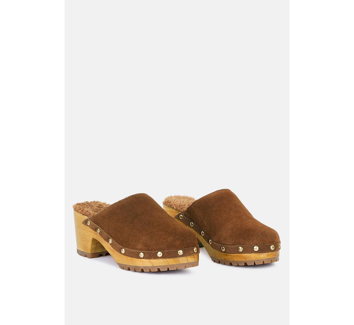 Rag & Co Tulley Womens Suede Clogs Mules - Tan