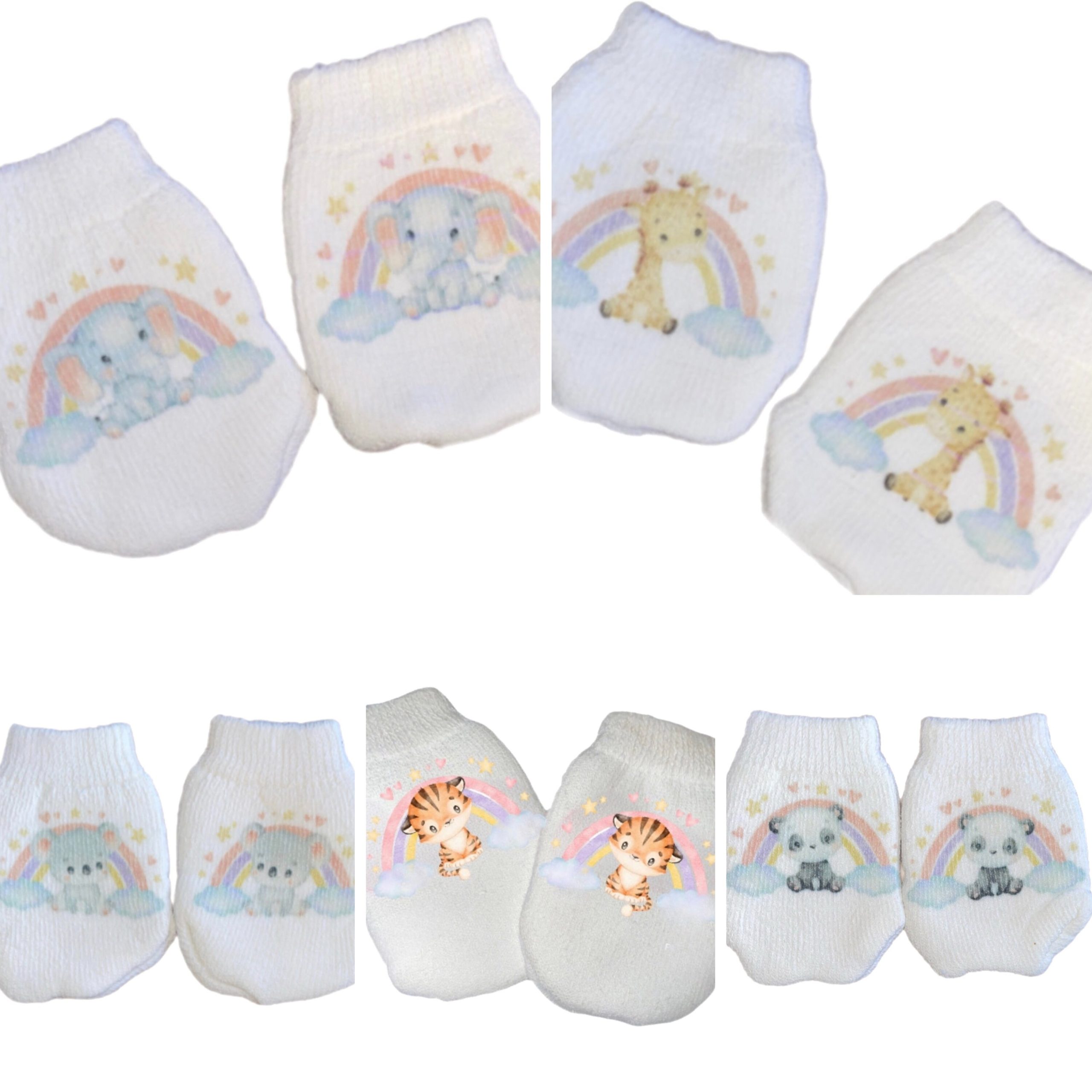 Rainbow Baby Scratch Mittens & Option To Add Matching Bodysuit Or Bow On Headband. You Choose