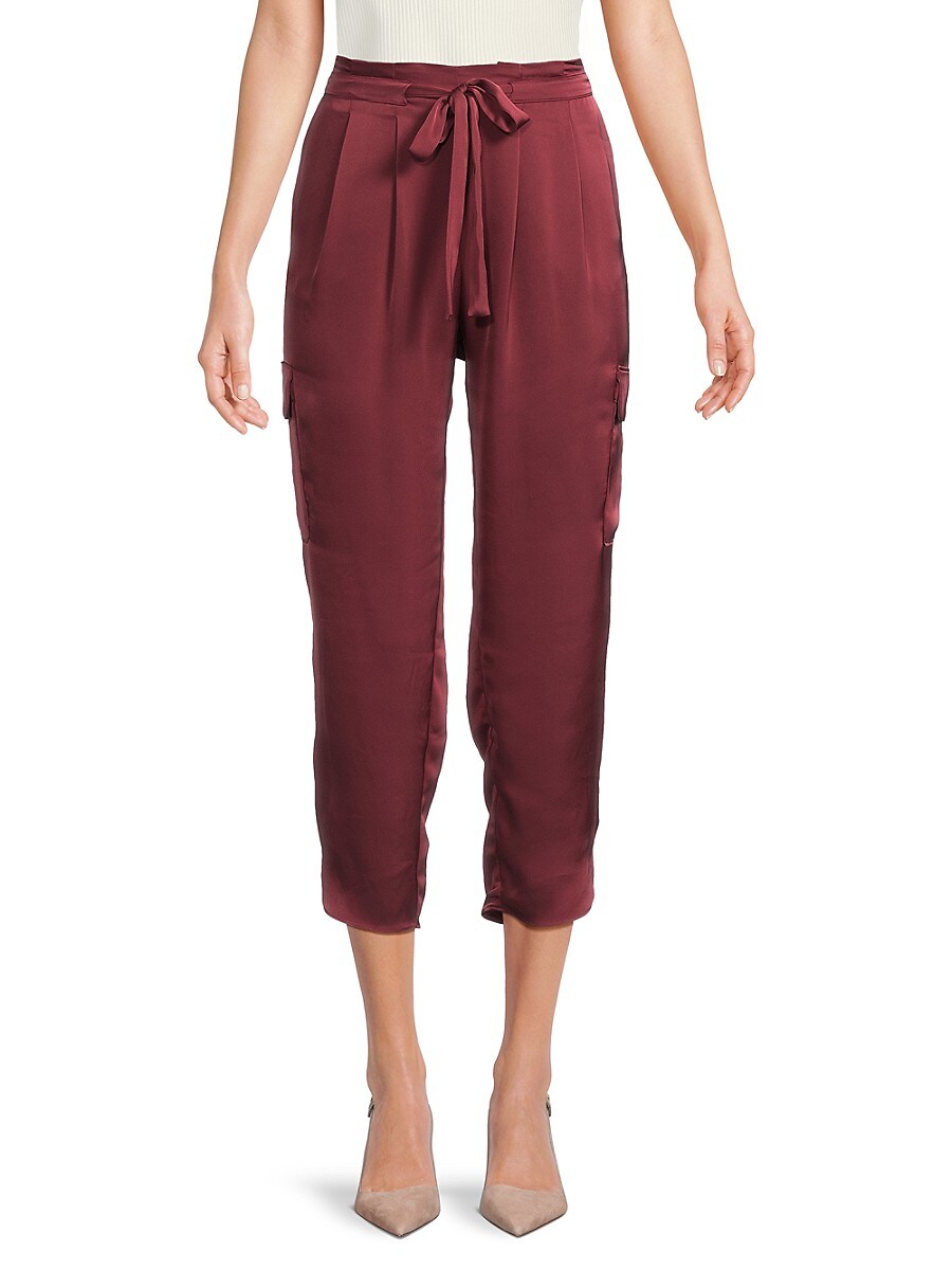 Ramy Brook Women's Allyn Satin Cropped Pants - Cabernet - Size XS