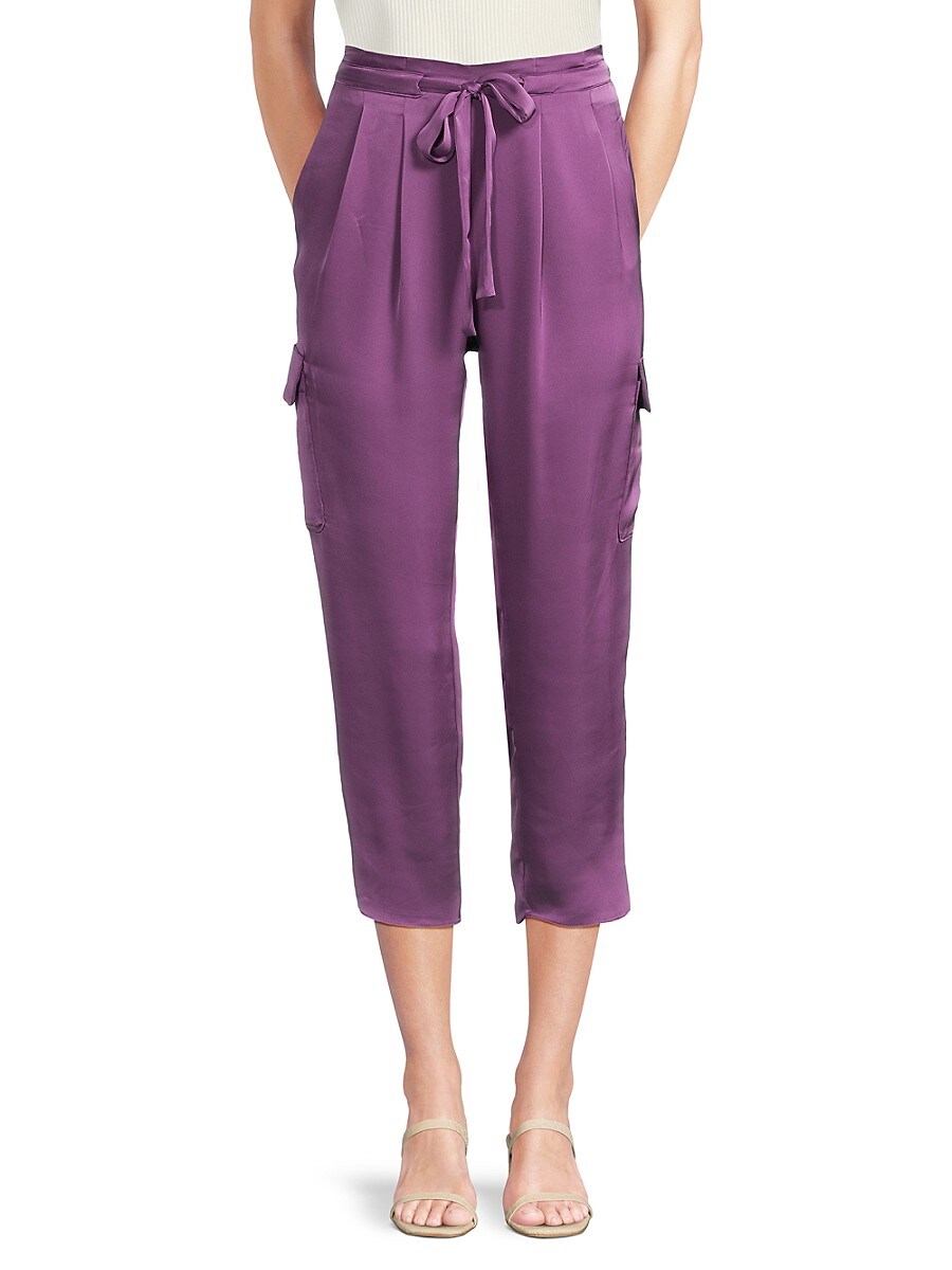 Ramy Brook Women's Allyn Satin Cropped Pants - Mulberry - Size XXS