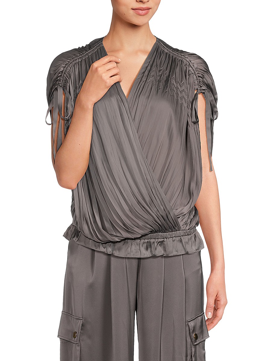 Ramy Brook Women's Harmony Faux Wrap Top - Slate Grey - Size XS