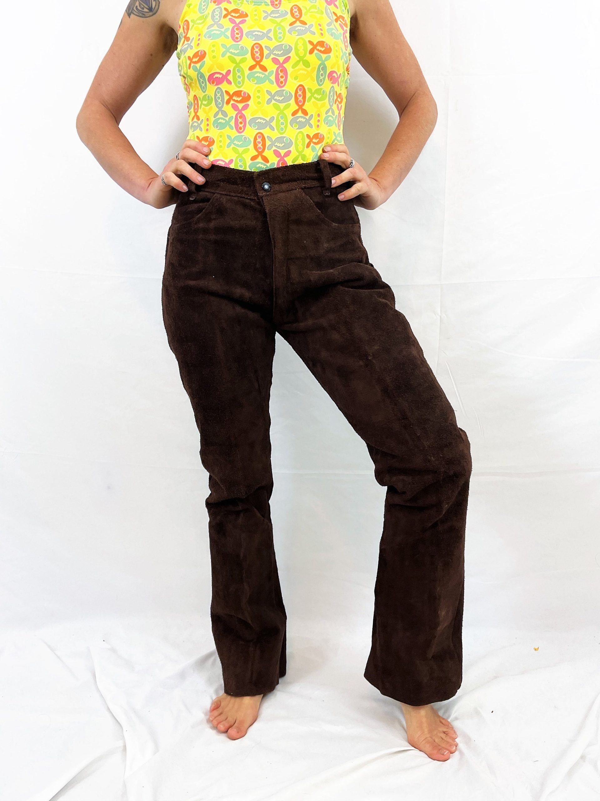 Rare 1970S 70S Vintage Leather Suede Pants