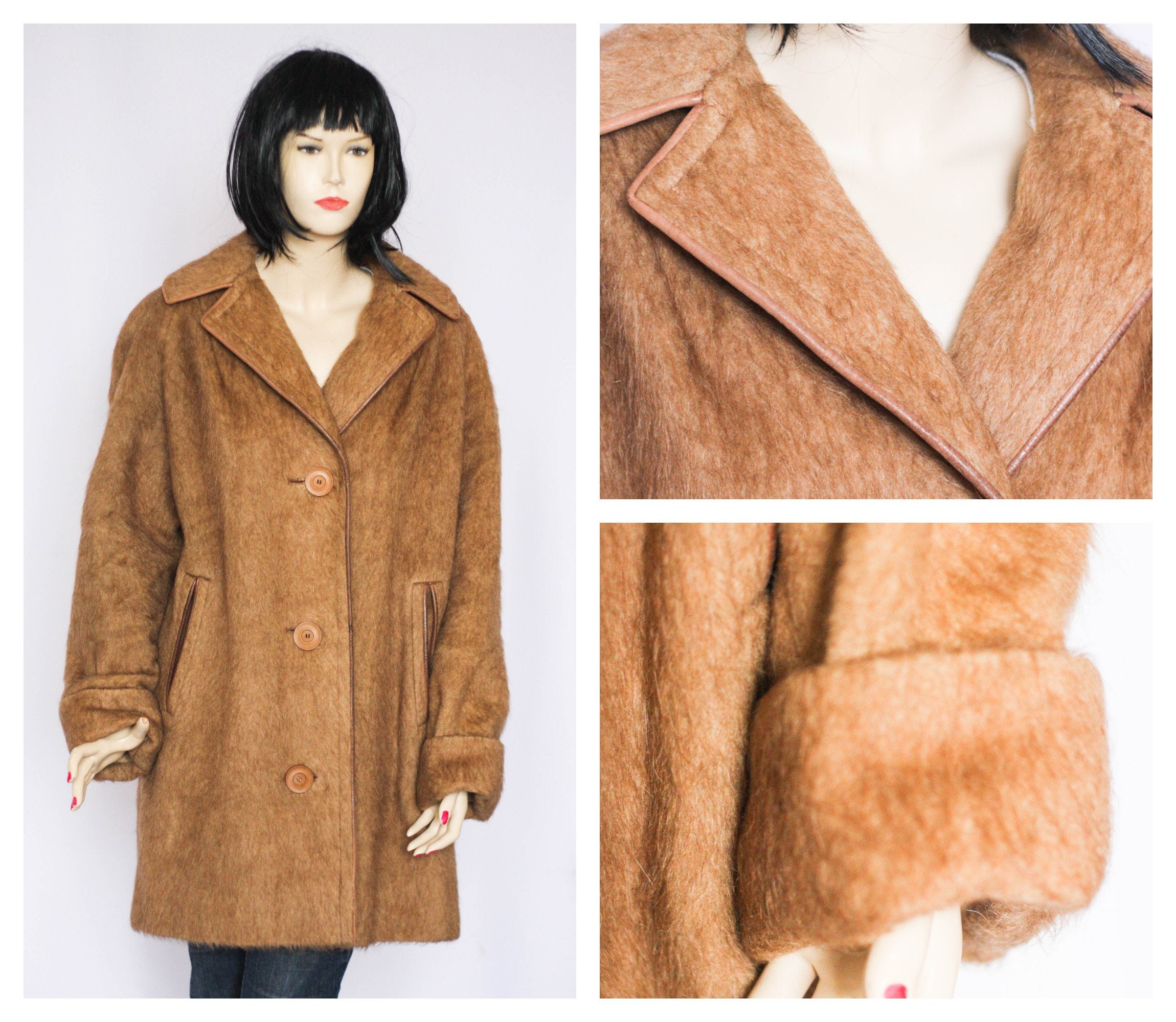 Real Camel's Wool Coat Brown Winter Warm Retro Long Women Overcoat Outwear Elegant