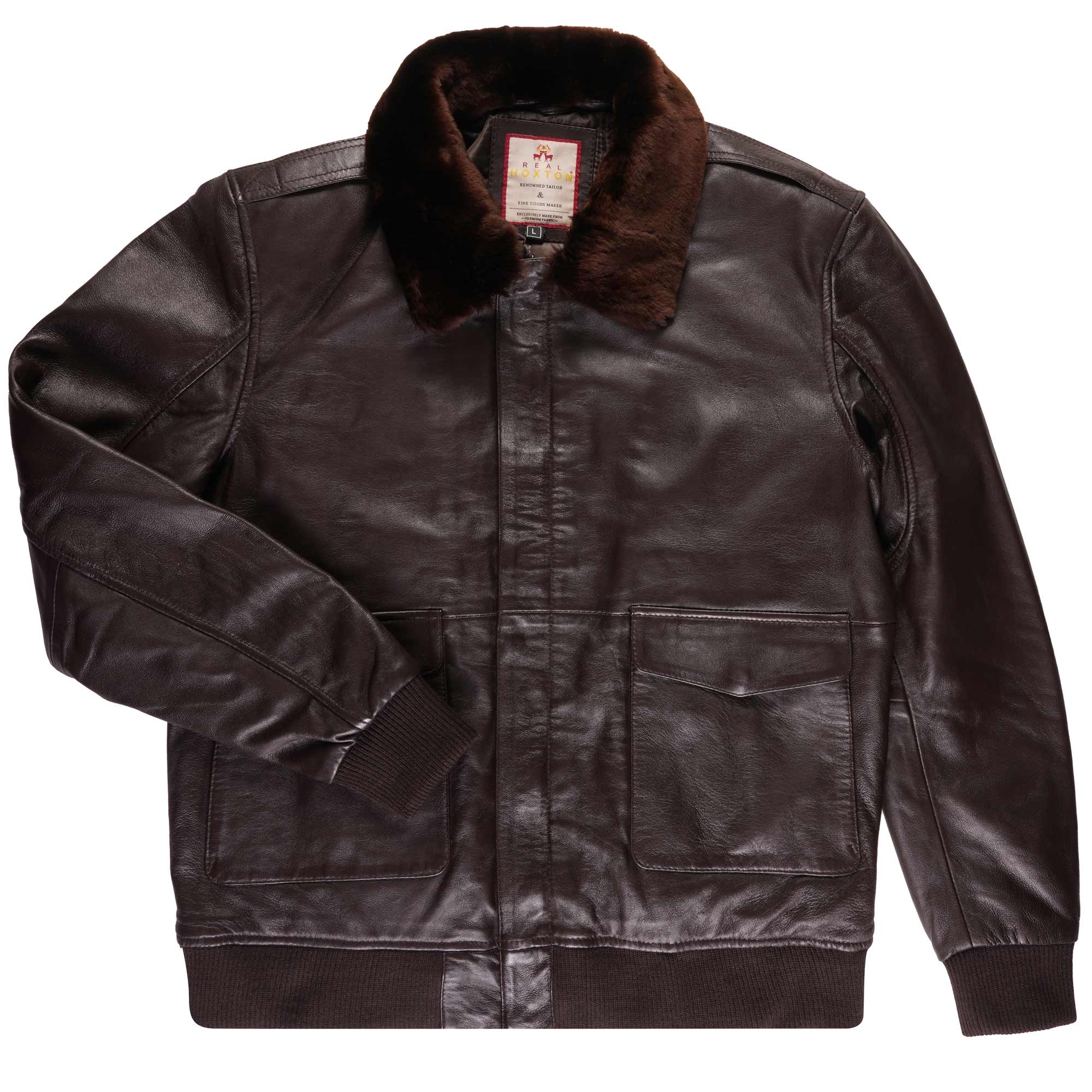 Real Hoxton G1 Aviator Flight Leather Jacket - Brown - RLHXTG1-BN G1 AVIATOR